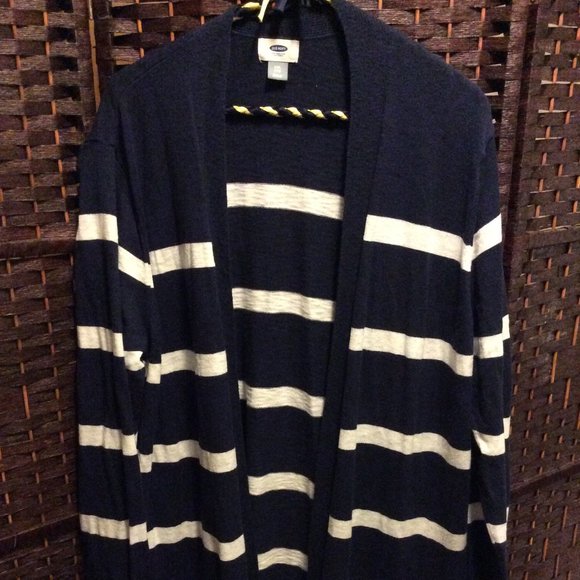 Size: XXL - Blue/White Striped Cardigan w/ Pockets - Picture 1 of 2